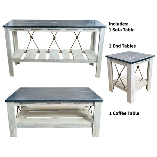 Marina Blue Table Set With 21-Inch Square End Tables (4pcs) - Image 2