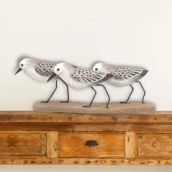Wood & Metal Sanderling Trio Sculpture