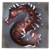 Mini Square Muted Seahorse Metal Wall Art