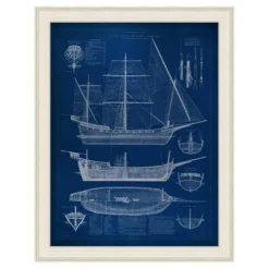 Ship Blueprint I Framed Print