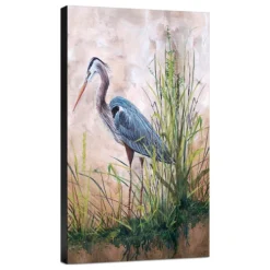 In The Reeds Blue Heron B Gallery Wrapped Canvas