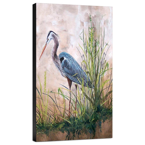 In The Reeds Blue Heron B Gallery Wrapped Canvas