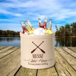 Oar Lake House Personalized Crock - Red