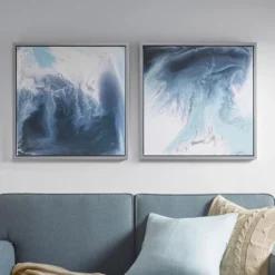 Coastal Collision Framed Canvas - Set Of 2