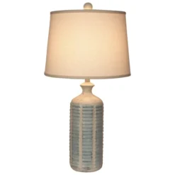 Round Gray Shutter Table Lamp