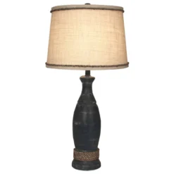 Navy Table Lamp With Rope Accents