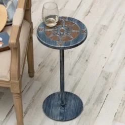 Marina Drink Table With Etched Compass Top