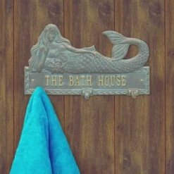 Bronze Verdigris Personalized Mermaid Hook Plaque