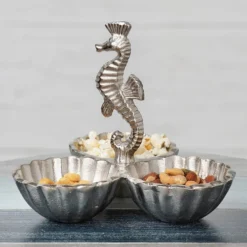 Royal Seahorse Triple Serving Bowl