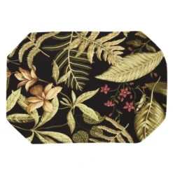 Tropical Noir Floral Placemats - Set Of 4