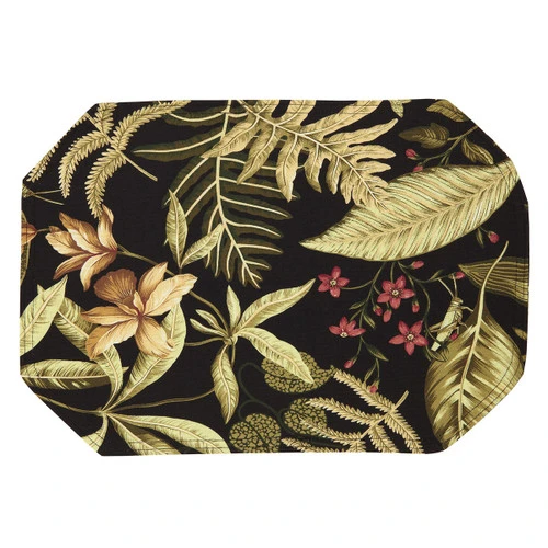 Tropical Noir Floral Placemats - Set Of 4