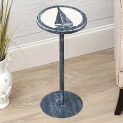 Marina Drink Table With Etched Sailboat Top