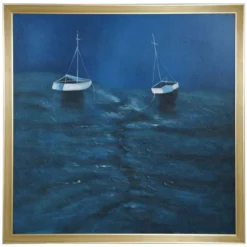 Gold Framed Nautical Canvas Wall Art
