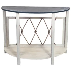 Ship's Hitch Rounded Sofa Table With Navy Top