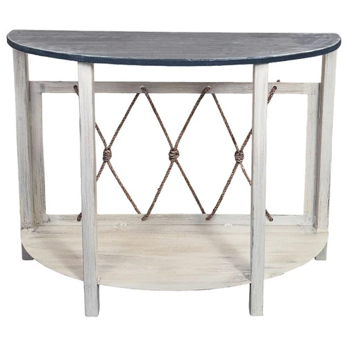 Ship's Hitch Rounded Sofa Table With Navy Top