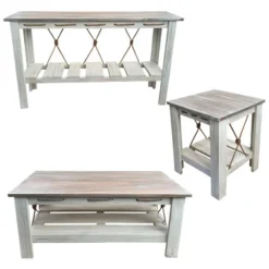 Marina Gray Table Set With 21-Inch Square End Tables (4pcs)