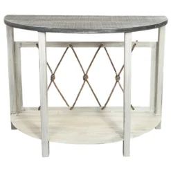 Ship's Hitch Rounded Sofa Table With Gray Top