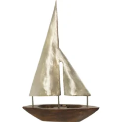 Pewter & Stained Wood Sailboat - Large