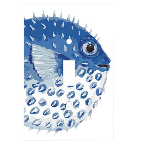 Blue Blowfish Single Switch Plate